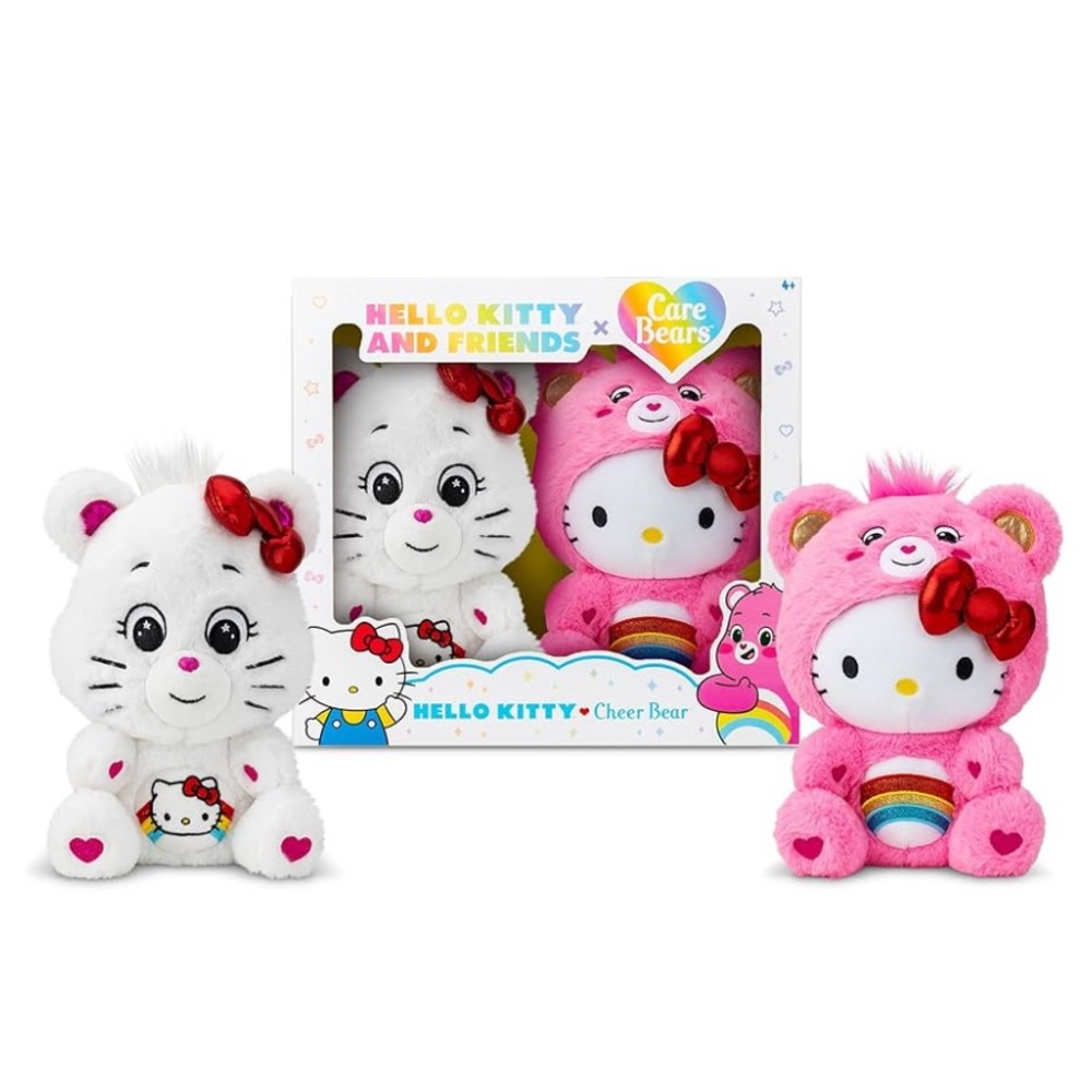 Care Bears Hello Kitty Loves Cheer Bear 10" Collectible Plush 2-Pack